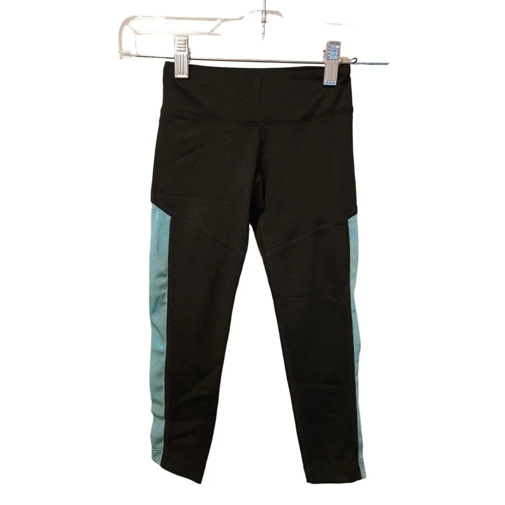 NWT Mira Rae full length black leggings shimmer blue 4T